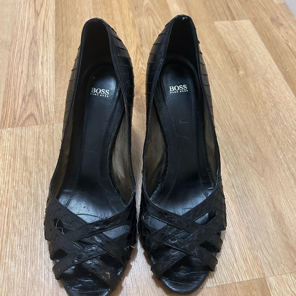 Boss Black Peep-Toe Heels